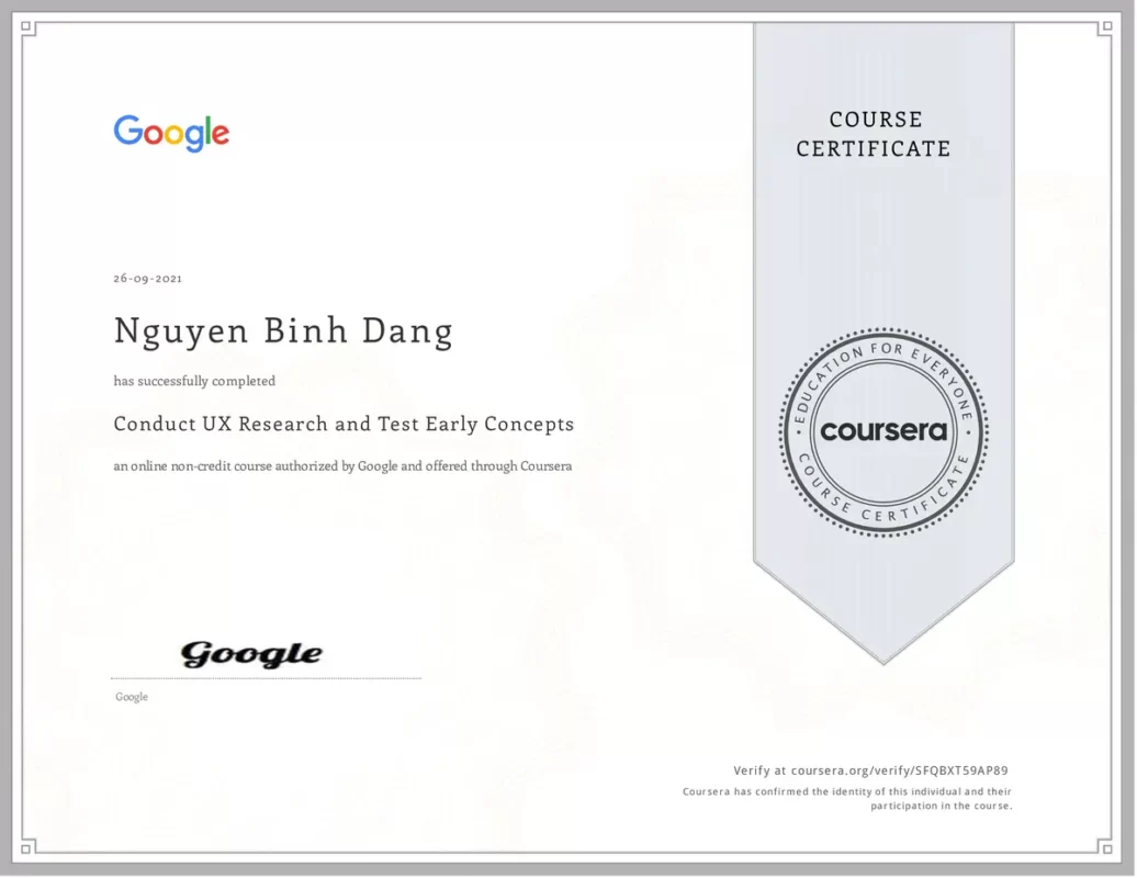 Certificate-Conduct-UX-research-and-test-early-concepts-coursera-Nguyen-Dang
